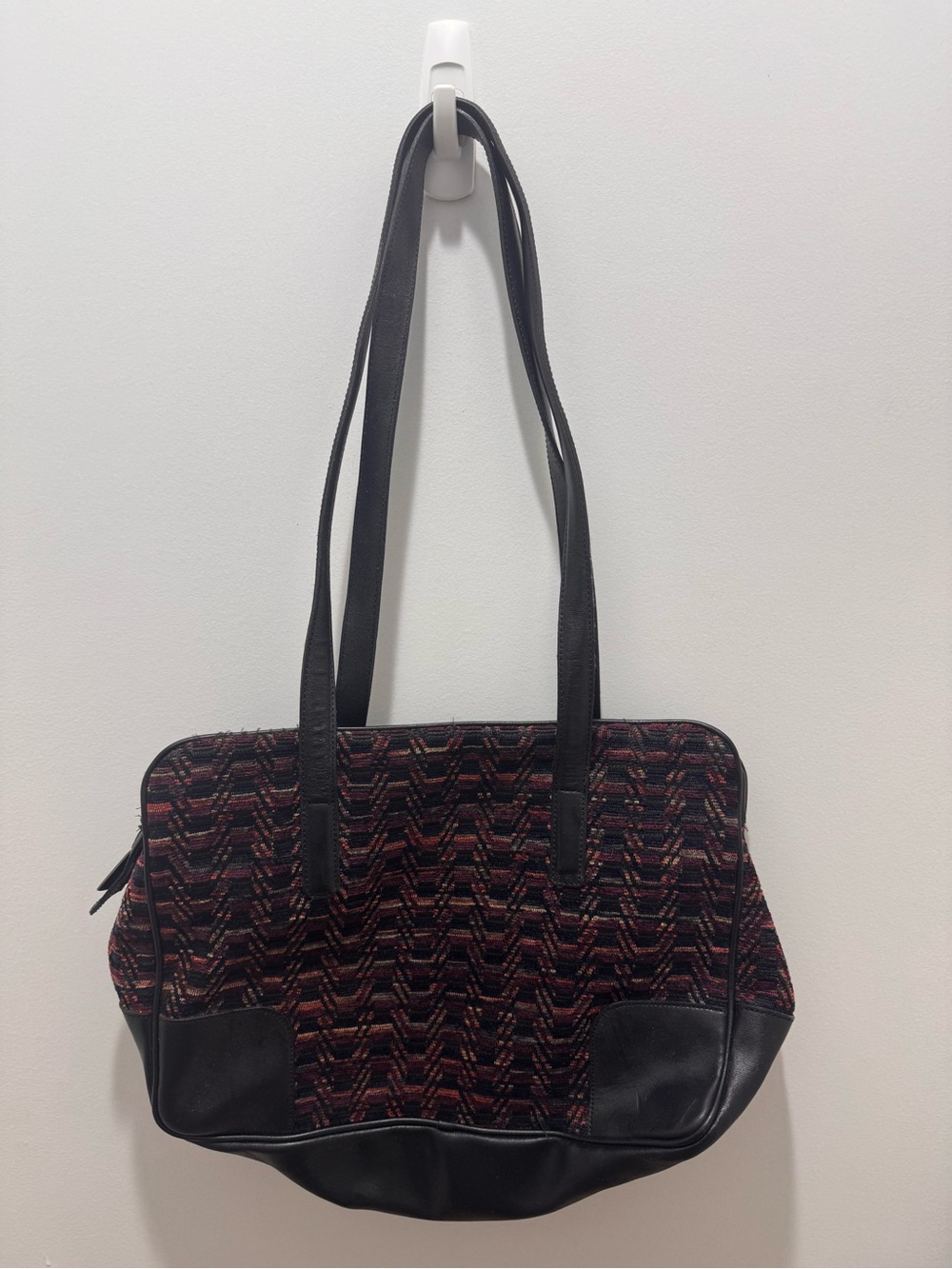 Missoni Good Condition Woven Pattern Multicolor Tweed & Leather Shoulder Bag
